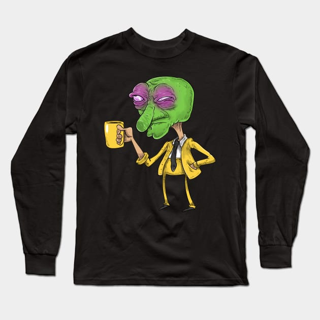 the mask before coffee Long Sleeve T-Shirt by idrawcartoons